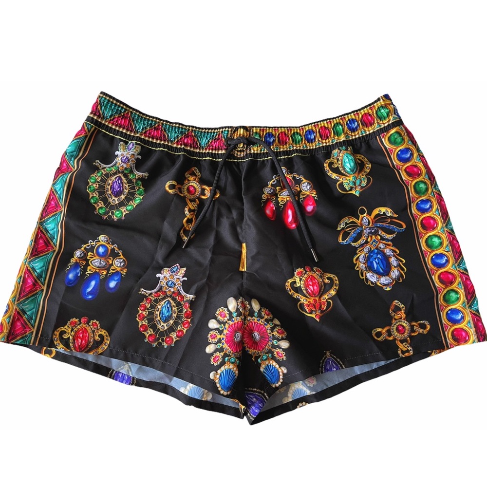 Gucci Jewel Print Swim Shorts Black Multicolor Size M - NEW UNWORN